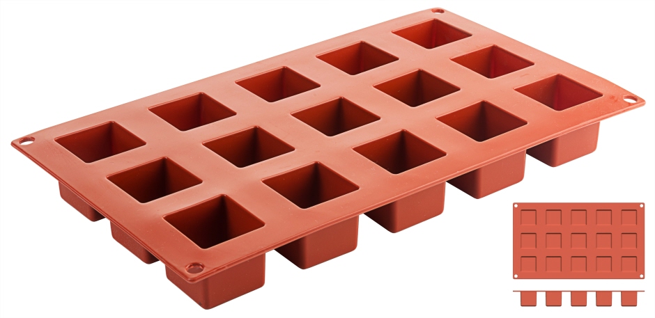 Silikon-Backmatte Würfel 3,5 x 3,5 cm - 15 Formen