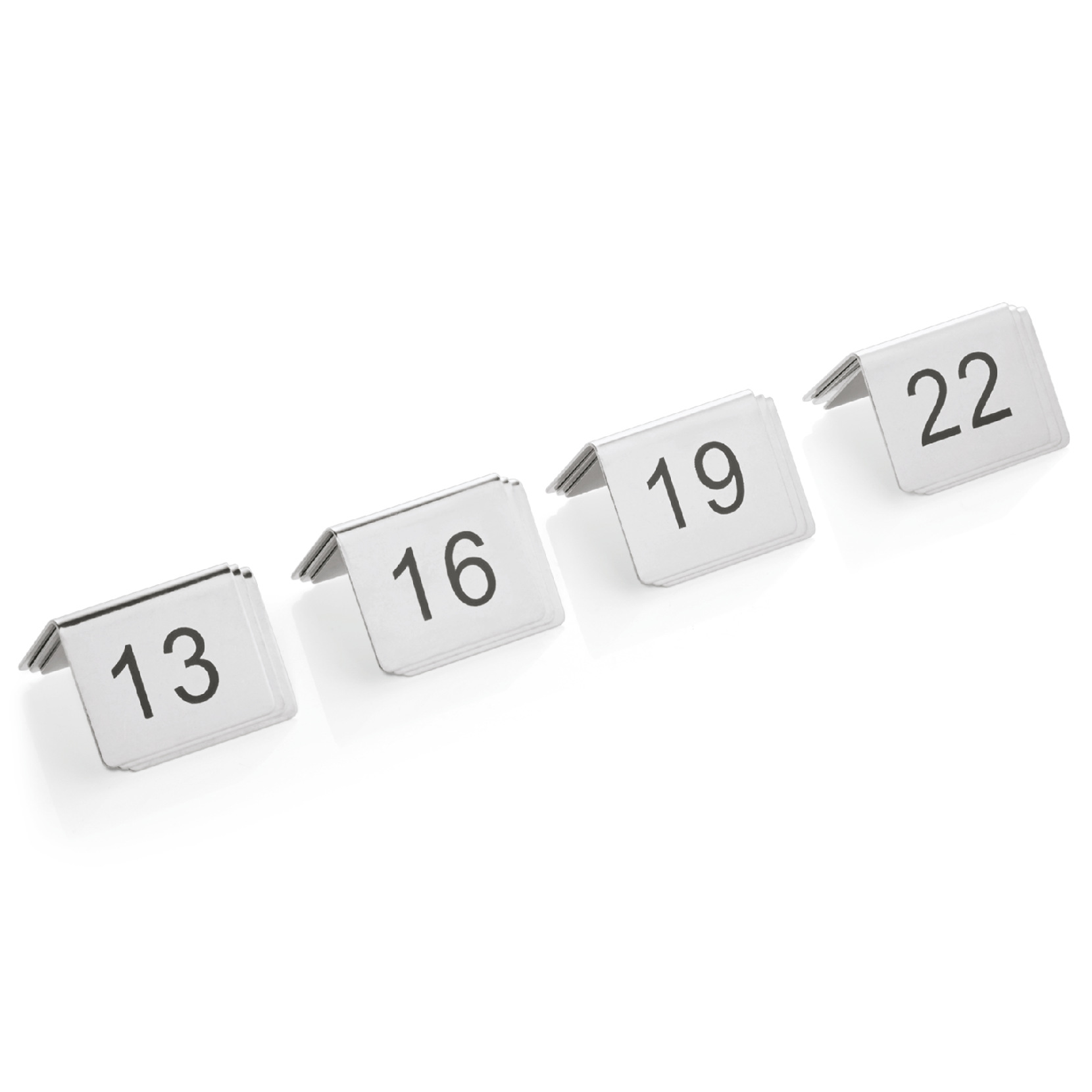 Tischnummernschild Set, 12-teilig, 13-24, Chromnickelstahl
