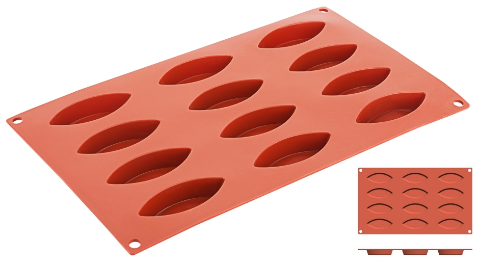 Silikon-Backmatte Schiffchen 7,2 x 3,0 cm - 12 Formen