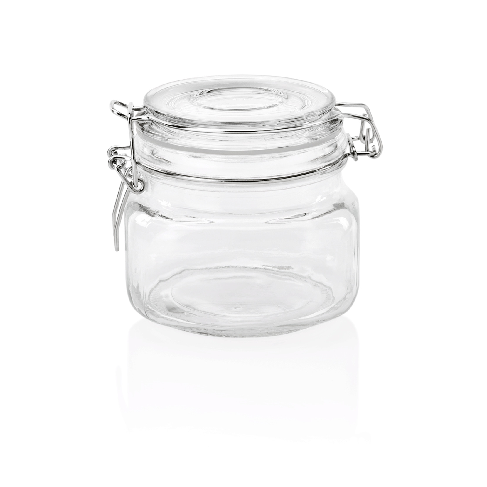 Bügelverschlussglas, 0,50 ltr., 11 x 11 x 10,5 cm, aus Glas mit Deckel