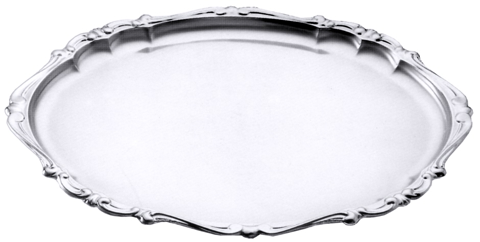 Barock-Tablett oval - Länge 37,0 cm - Breite 29,0 cm - Höhe 1,6 cm