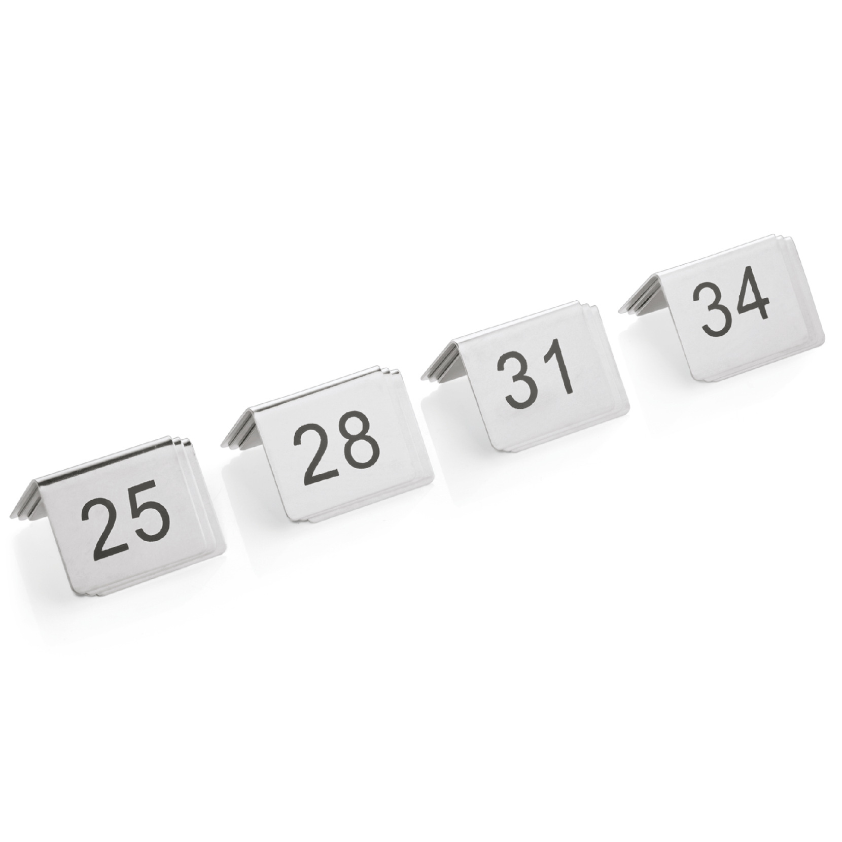 Tischnummernschild Set, 12-teilig, 25-36, Chromnickelstahl